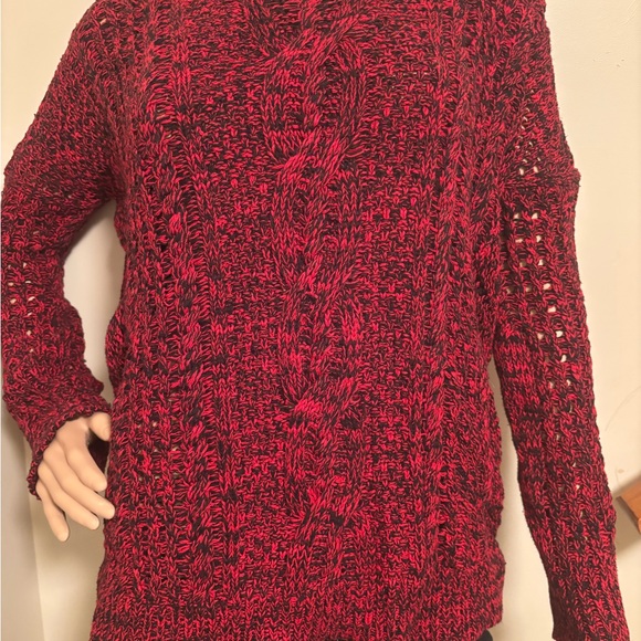 Sweaters - Red and Black Knit Sweater